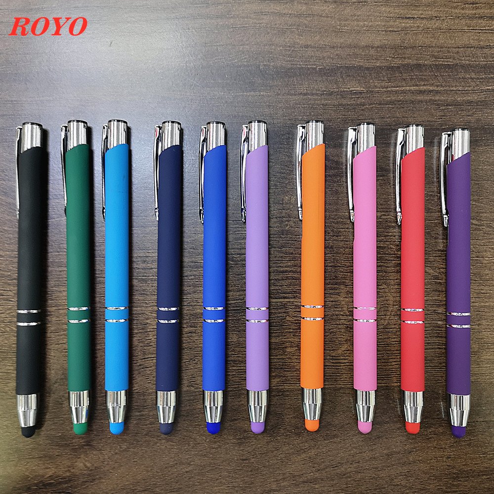 New Fashion 2-in-1 Promotional Ballpoint Stylus Screen Metal Pen Novelty Advertising Gift with Custom Colors and Logo