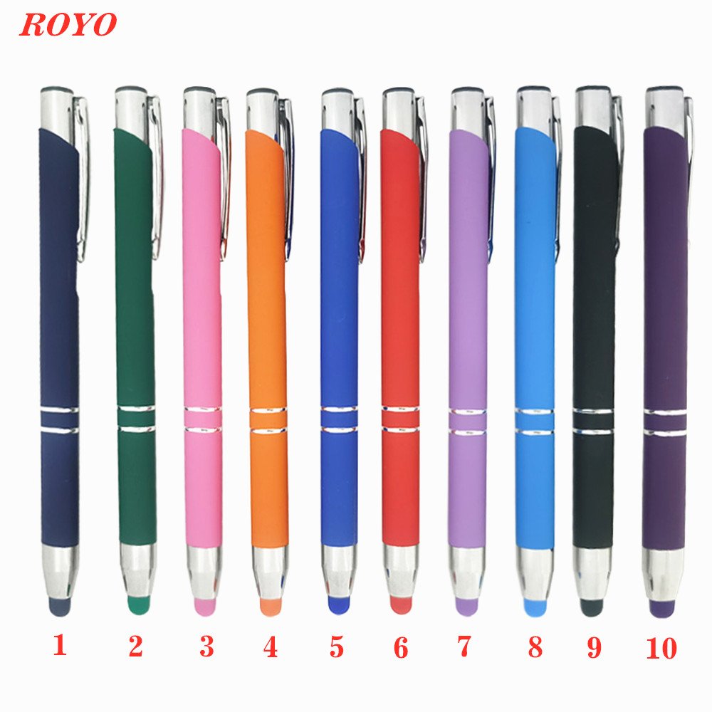 New Fashion 2-in-1 Promotional Ballpoint Stylus Screen Metal Pen Novelty Advertising Gift with Custom Colors and Logo