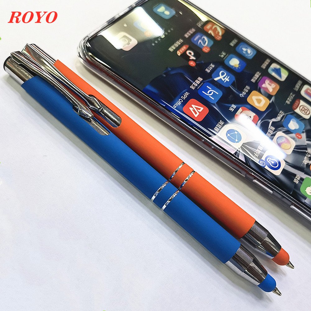 New Fashion 2-in-1 Promotional Ballpoint Stylus Screen Metal Pen Novelty Advertising Gift with Custom Colors and Logo