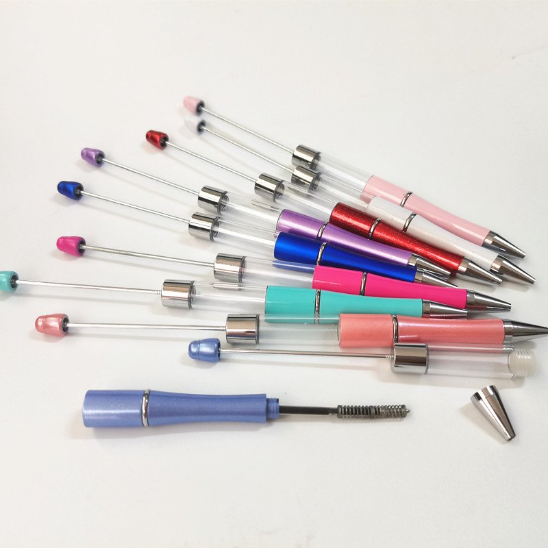 Empty Tube DIY Present Kids Students Office School Supplier Colorful Plastic Acrylic Beadable Ball Pen Bead Pens