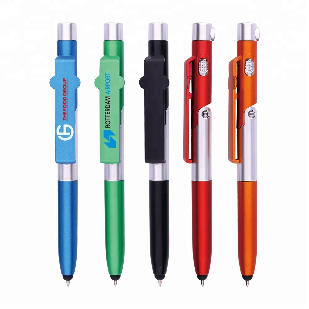 2023 hot-selling best gift 5 in 1 function light pen touch pen with phone holder