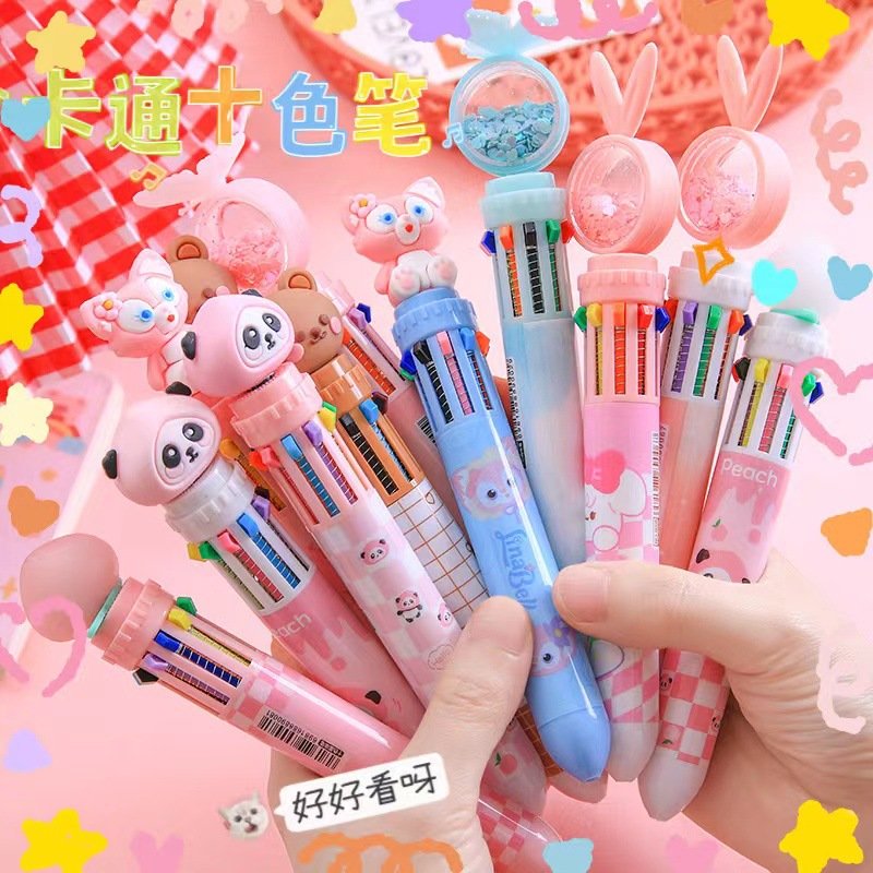 10 Colors Cute Cartoon Bear Ballpoint Pen for School Office Supply Stationery
