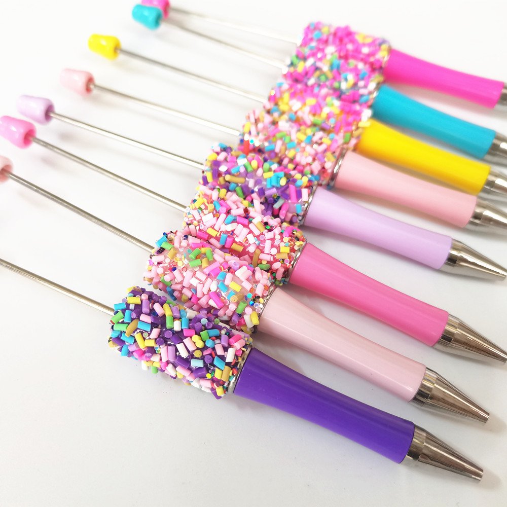 Candy Glitter Supplies Focal Charms Printed Beadable Keychain Pen Plastic Beadable Pens Beads Blanks Beadable Pen