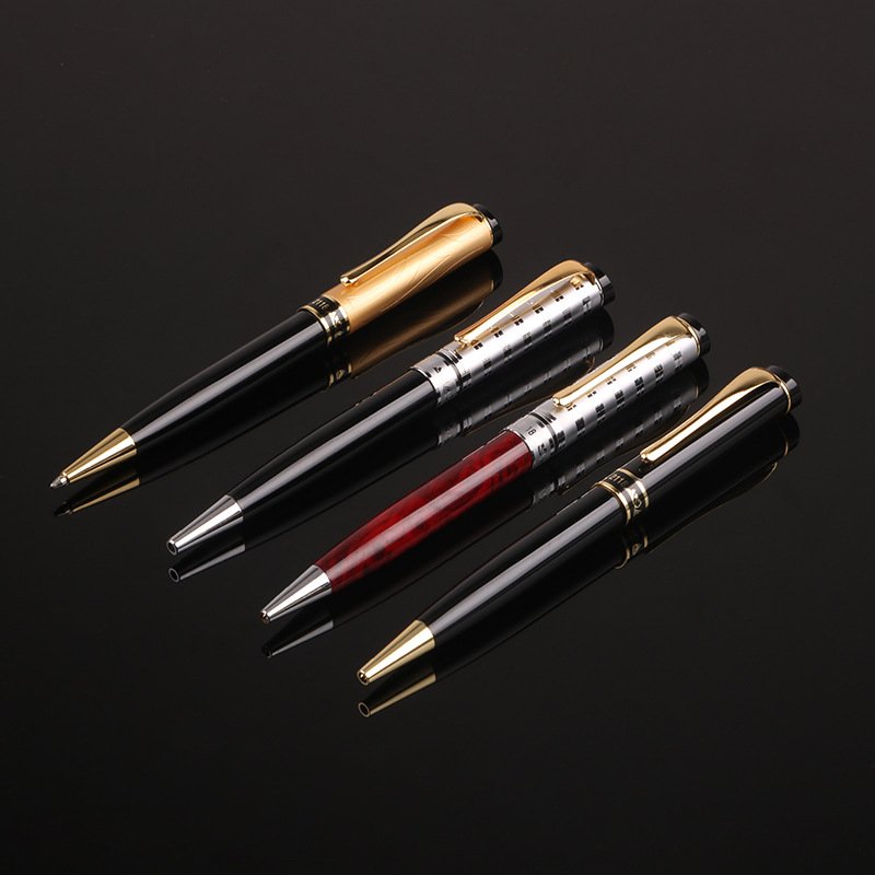 1.0mm with customised logo famous brand pens business gift eco-friendly fluent writing pen black gold ballpoint pen