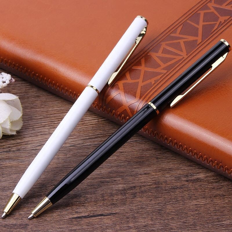 2024 Hot Promotional Gift Ball Pen Custom Logo White Slim Metal Twist Banner Ballpoint Pen