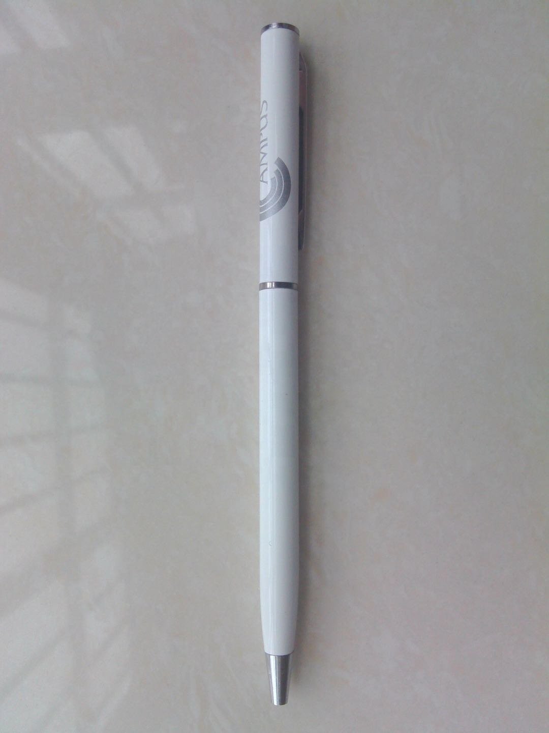 2024 Hot Promotional Gift Ball Pen Custom Logo White Slim Metal Twist Banner Ballpoint Pen