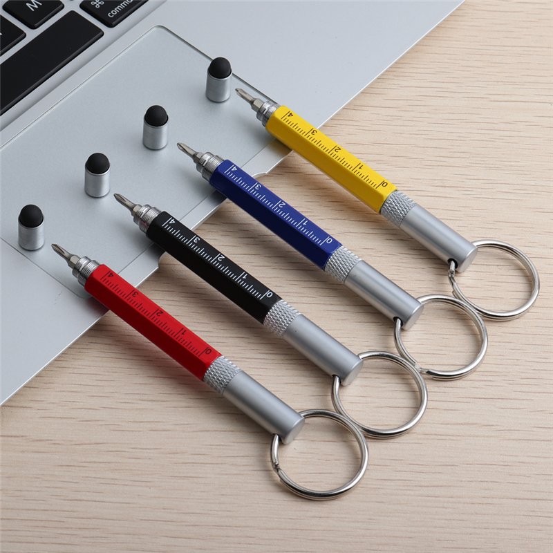 EACAJESS Mini Multi-functional Pen Ruler Screwdriver Touch For Iphone Ipad Metal Stylus Tool Pen With Key Ring