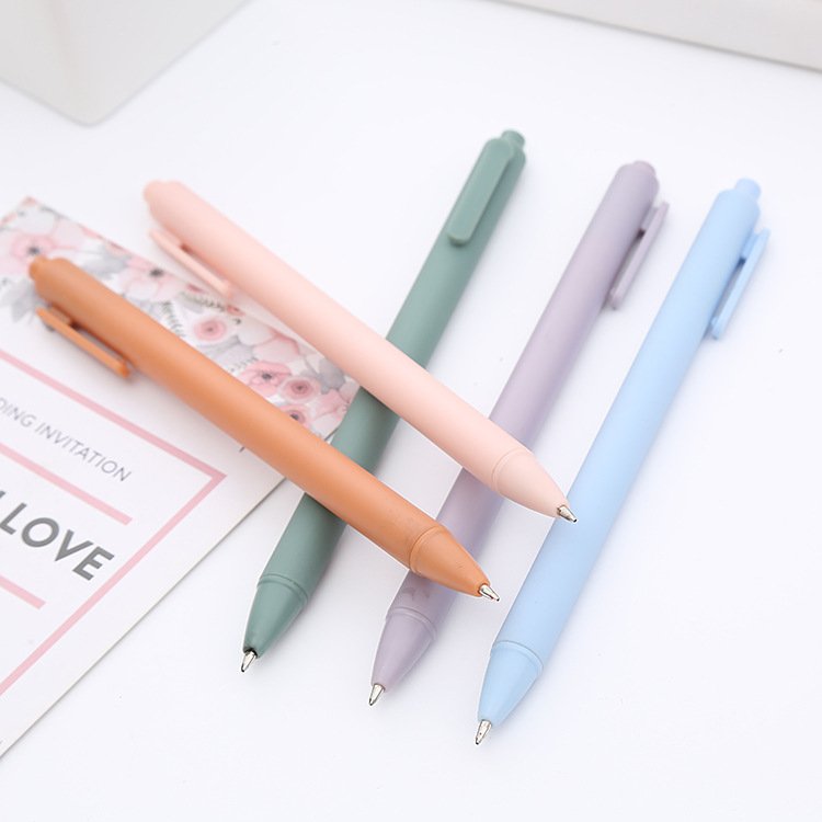 Multicolored Macaron Color Plastic Cheap Ballpoint Pens With Retractable Custom Printed Logo Gel Pen For Stationery Office