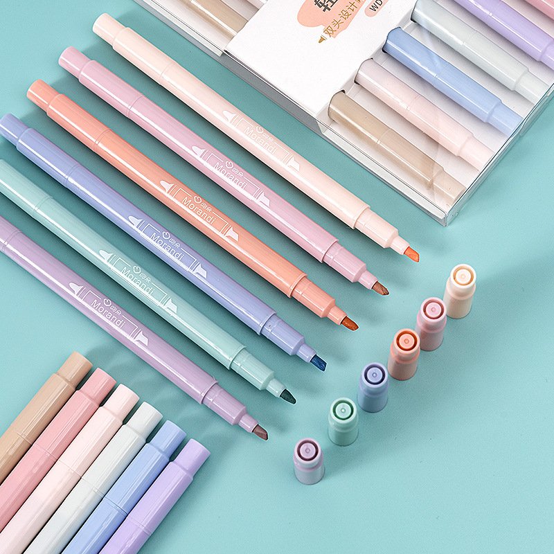 Wholesale molandy color pen soft head double head highlighter