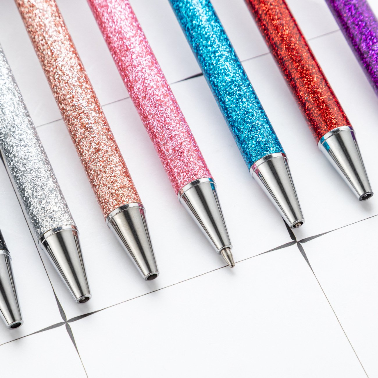 Glitter Wrap Ballpoint Resin Epoxy Click Pen Colorful Metal Retractable Pen Bling Gift Ink Pens For Wedding Gift