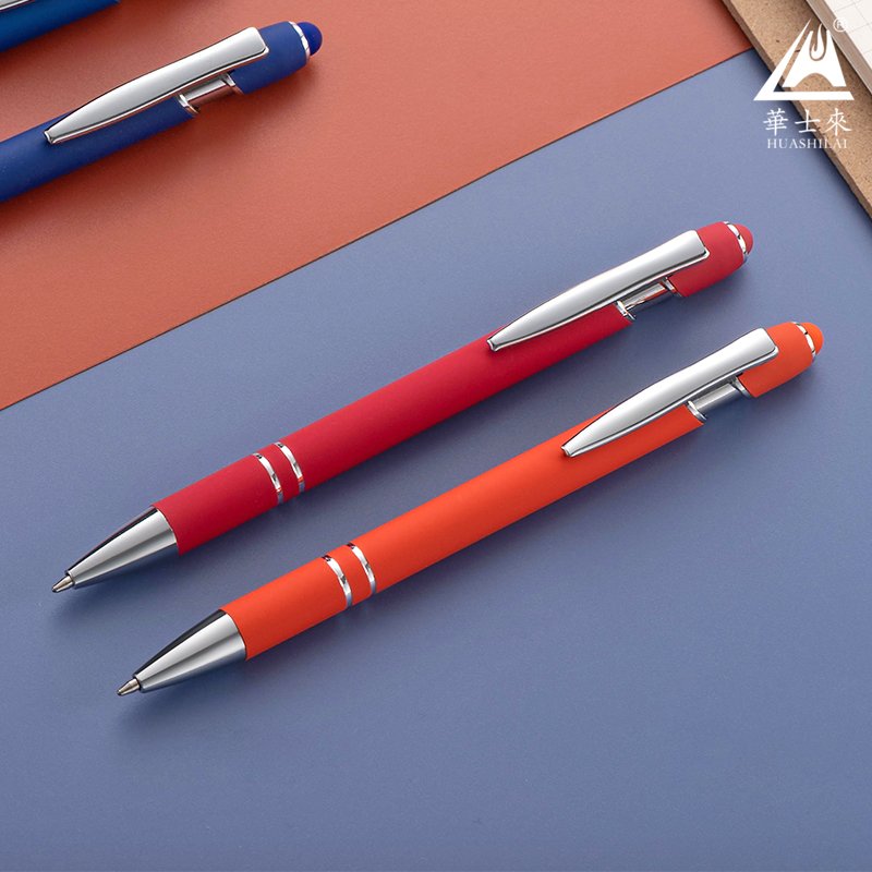Metal Stylus Pen Custom Good Quality Soft Touch Rubber Coating Capacitive Metal Ballpoint Pen with Stylus