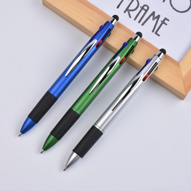 Hot-selling 4-color touch screen ballpoint pen with soft sheath multi-color custom pen