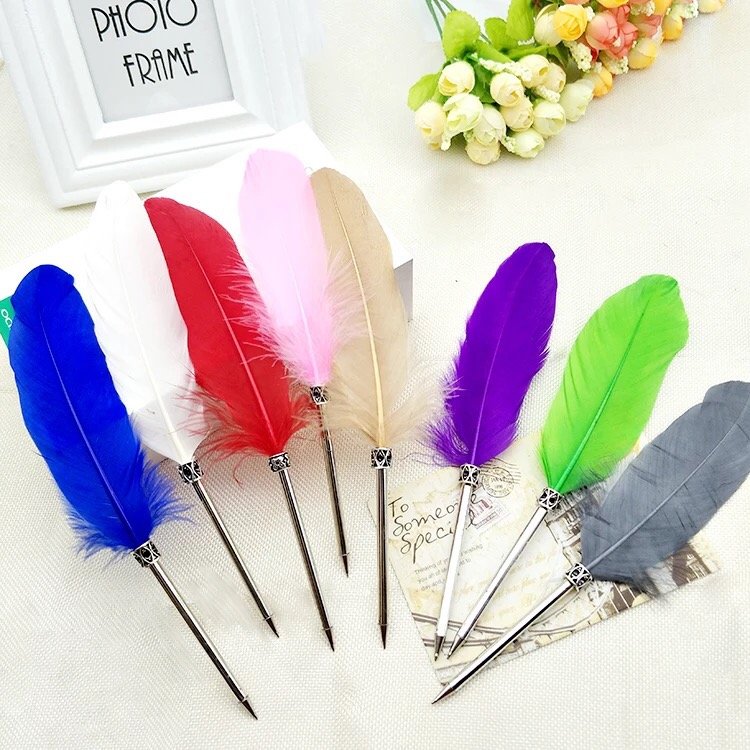 Wholesale Bulk Gold calligraphy retro Vintage Quill Dip Feather Ballpoint Pen For Writing Signature Gift Wedding Party Supply