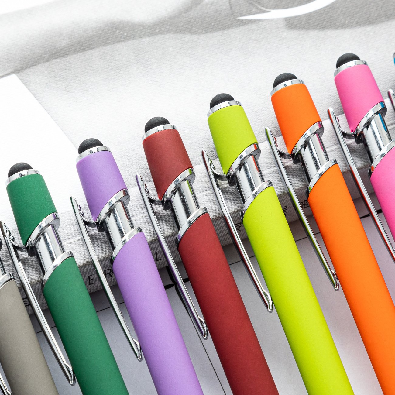 Aluminum rod spray glue press metal pen can print logo Handwritten capacitive touch screen pen New wood grain ballpoint pen
