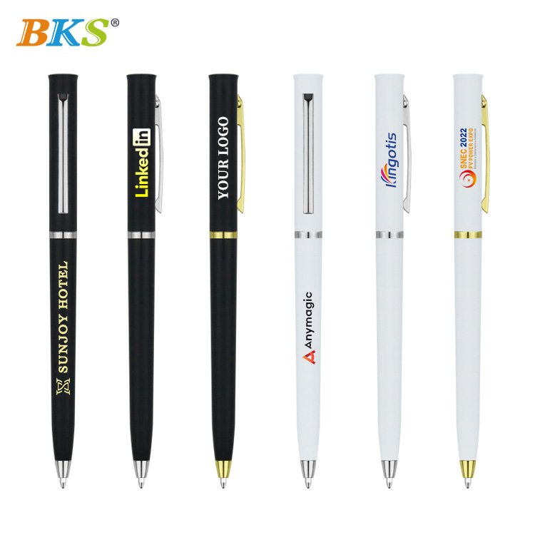Customized Logo Promotional Ballpoint Pen 1.0mm Black Plastic Twist Pen with Novelty Body and Feather for Banner Writing