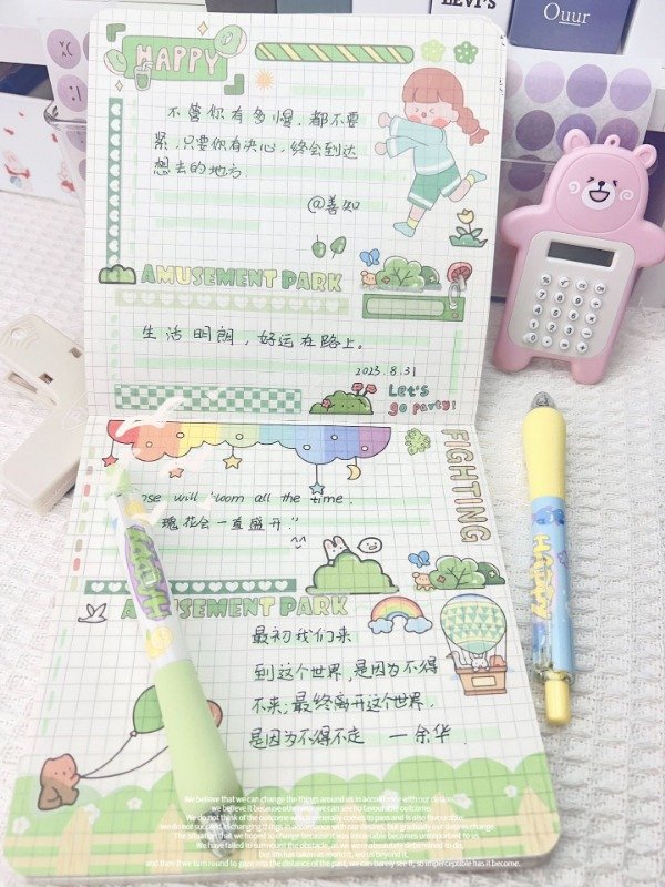 School delicate neutral pen cute cartoon push brush problem pen wholesale 0.5mm cloud grip black student pen school stationery
