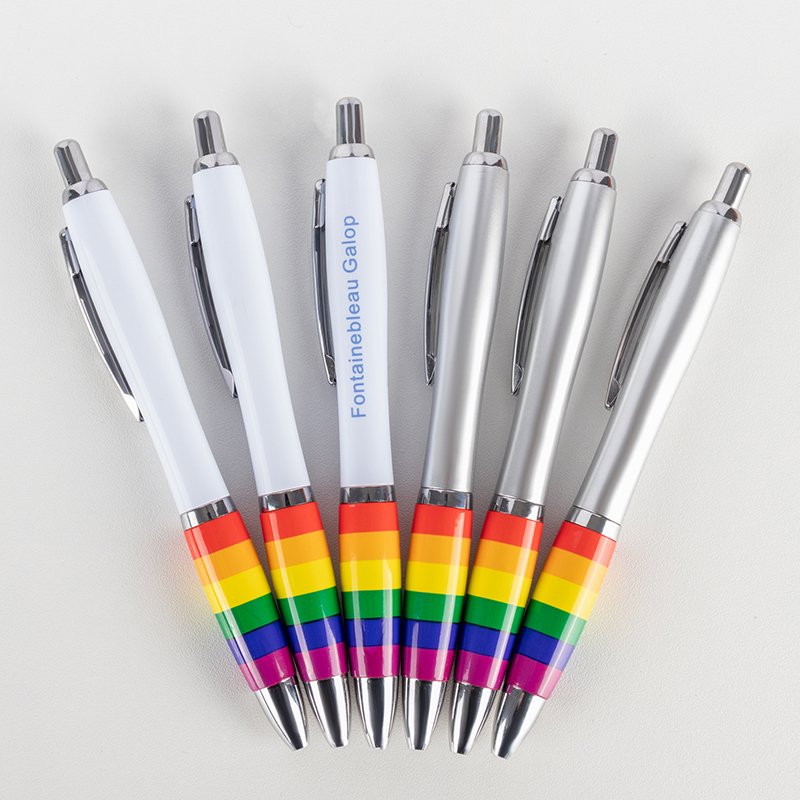 Custom promotional branded plastic RAINBOW grip pen AMERICAN FLAG ballpoint pen full color logo USA Theme custom logo pen