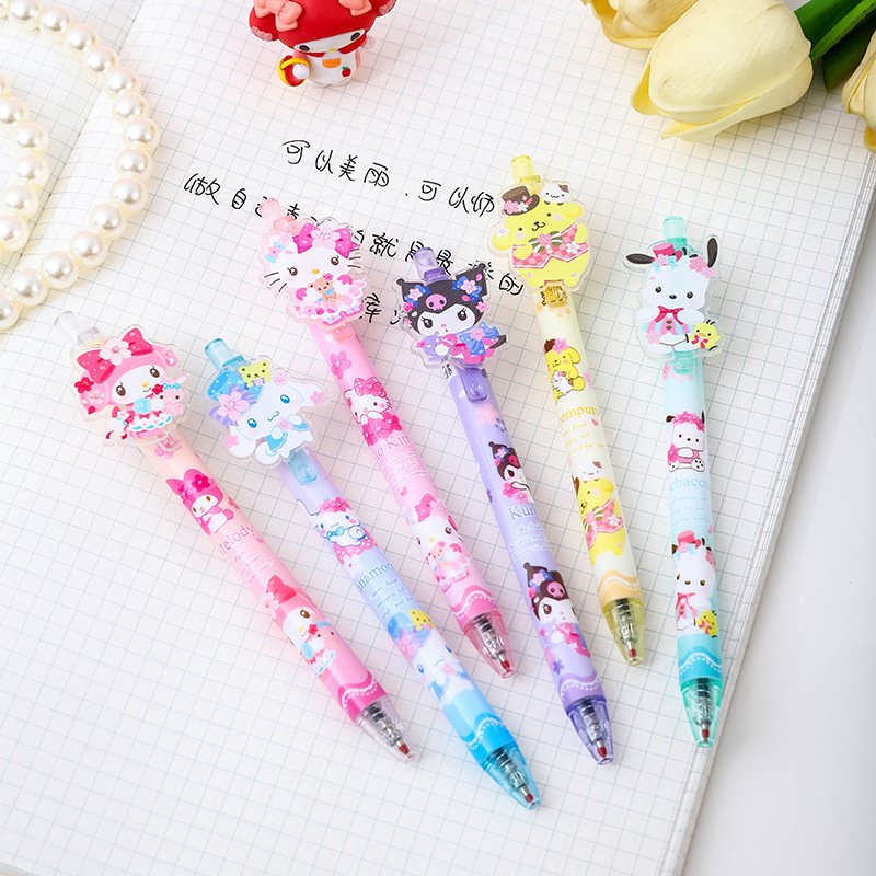 School Stationery Kuromi ballpoint pen, 0.5mm Melody pressing pen 48pcs/Box KT Kuromi press ballpoint pen 1010
