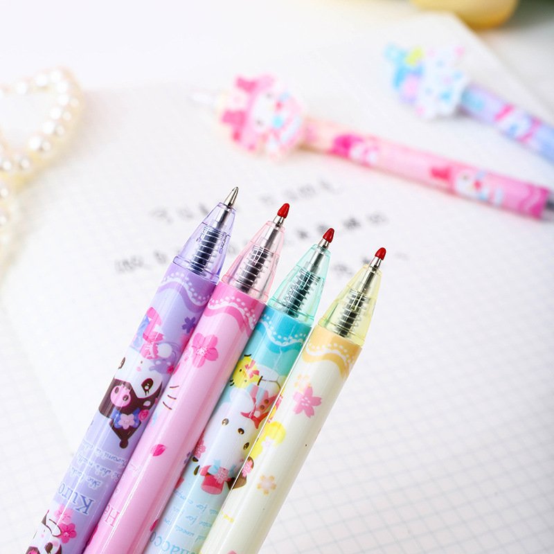 School Stationery Kuromi ballpoint pen, 0.5mm Melody pressing pen 48pcs/Box KT Kuromi press ballpoint pen 1010