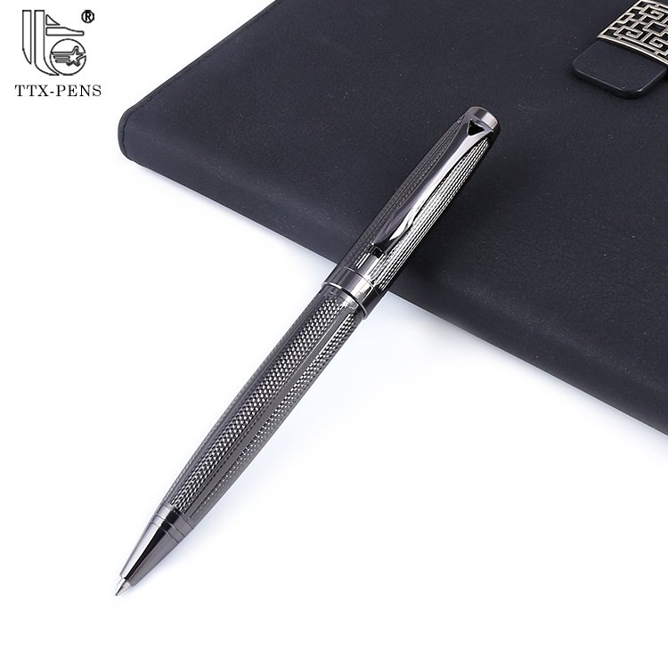 TTX Wholesale Personalized Gift Luxury Business Silver Black Metal Biro Ballpoint Pen With Custom Logo