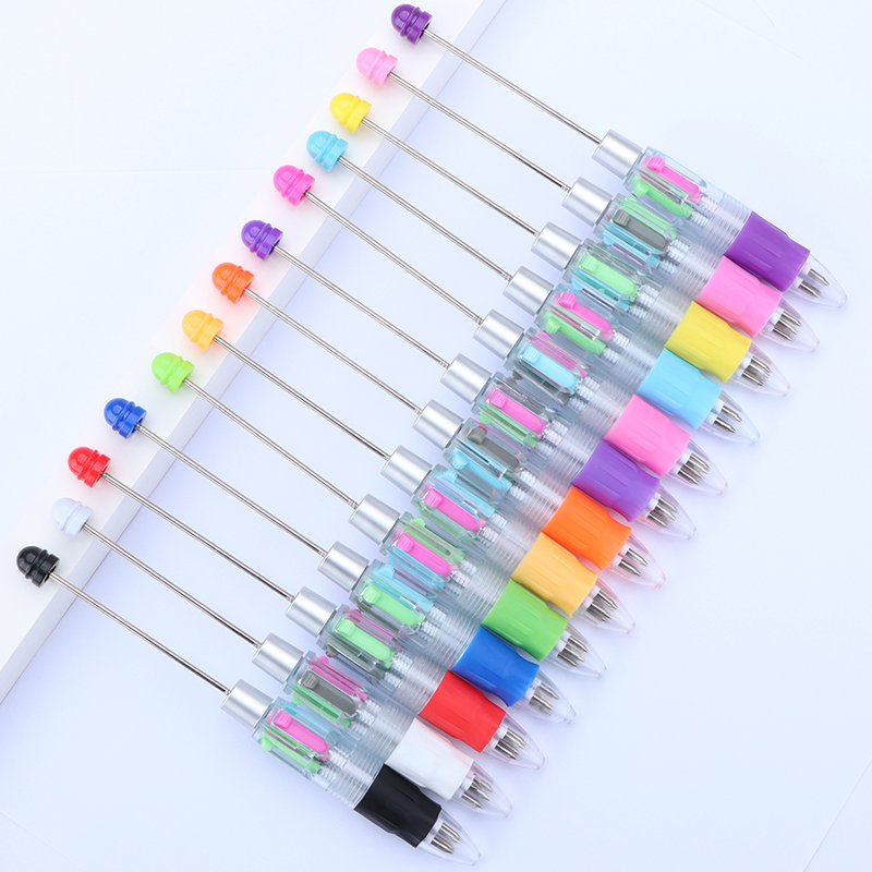 MEGA stock mini Four color beadable pen creative novelty jewelry DIY 4 colors decorative beaded ballpoint pen student gift