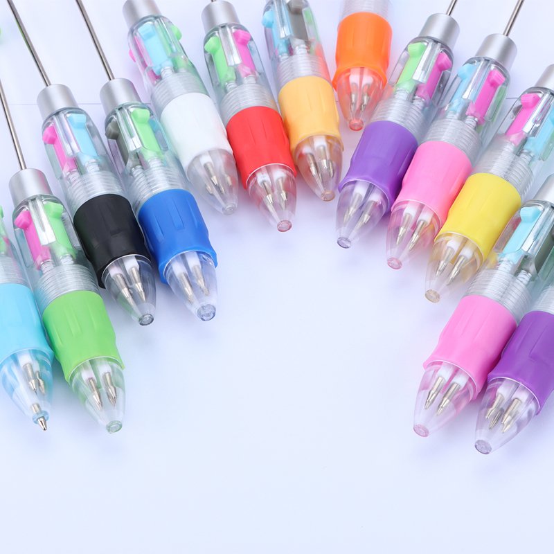 MEGA stock mini Four color beadable pen creative novelty jewelry DIY 4 colors decorative beaded ballpoint pen student gift