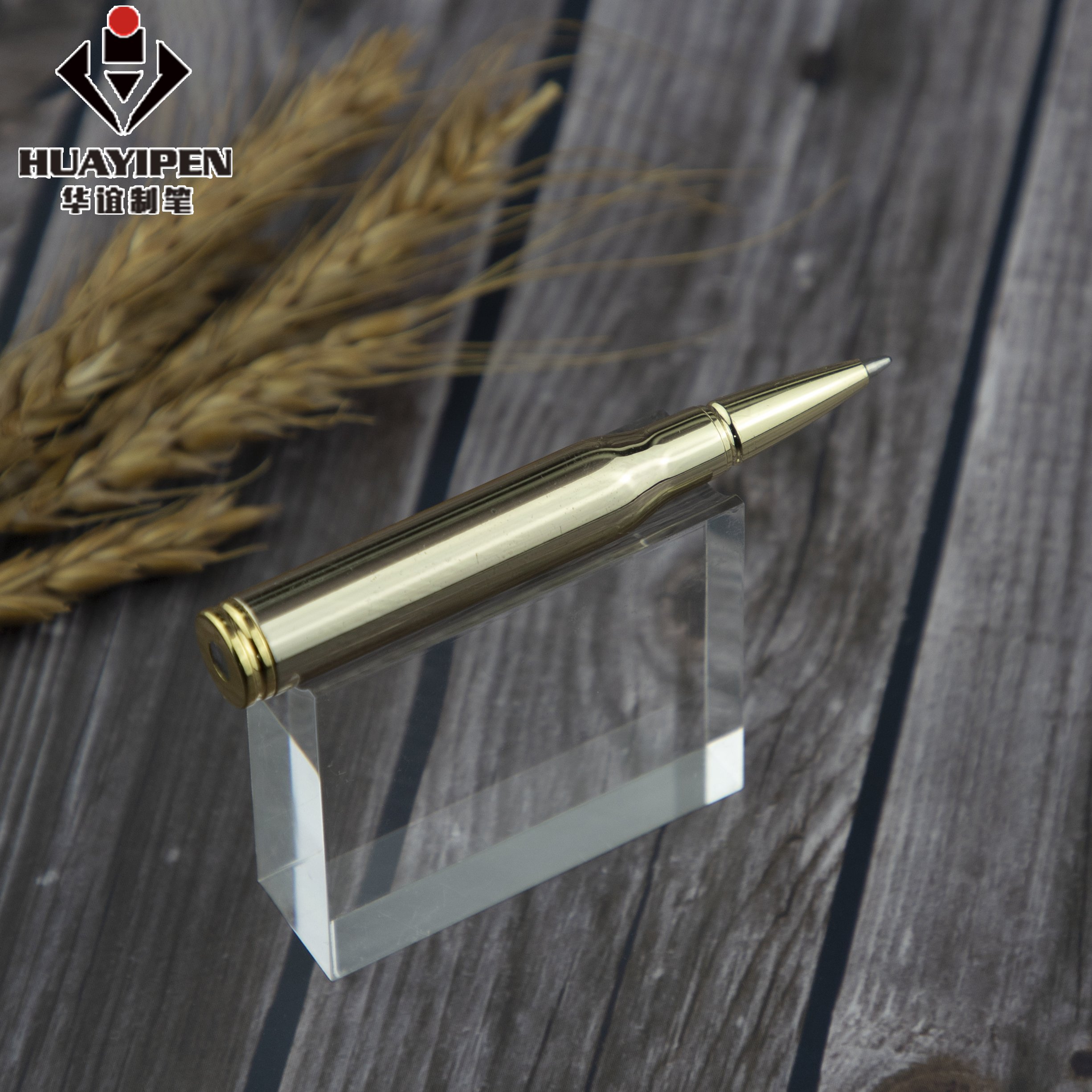 Gold Short bullet shape pen for Office supply metal ballpoint pen custom logo