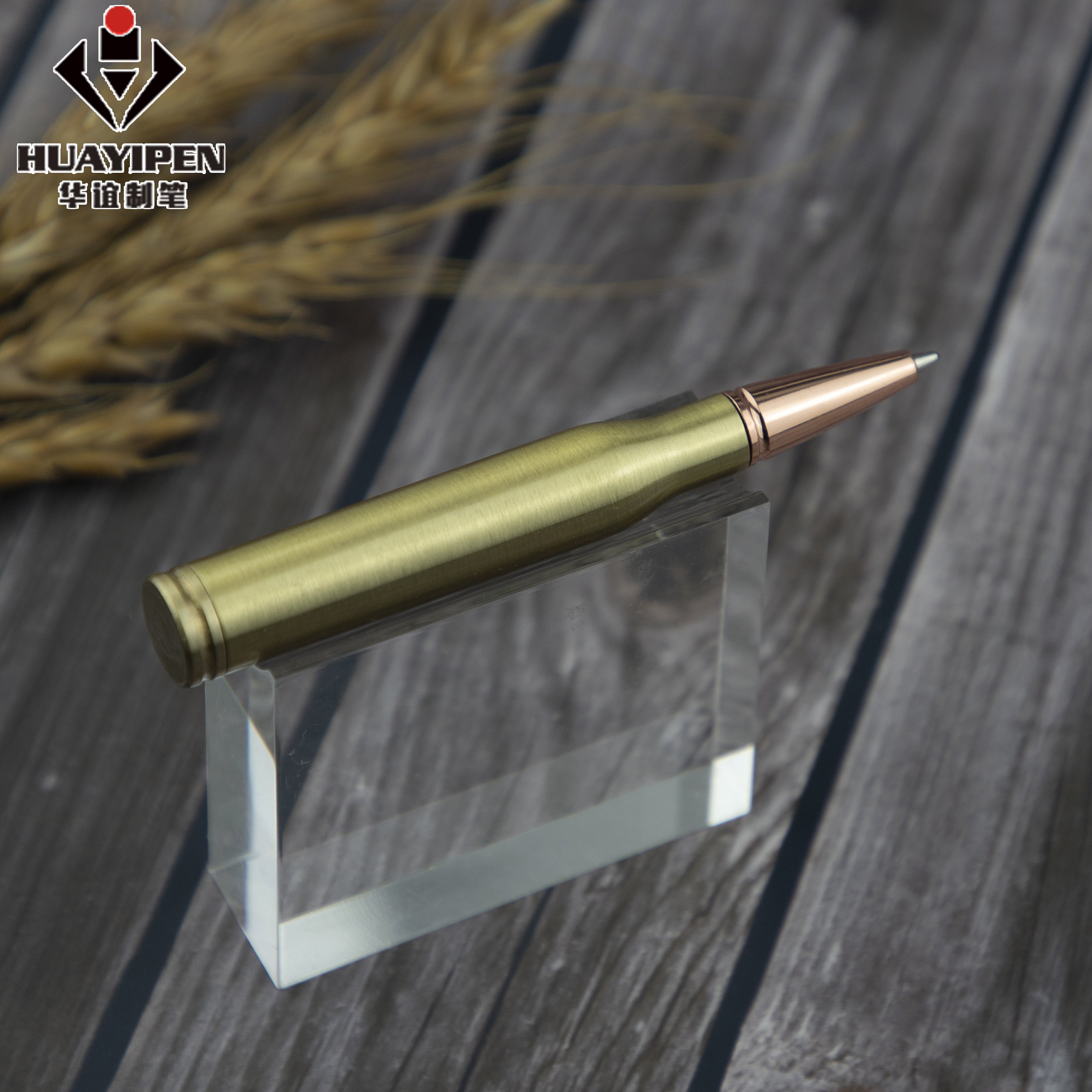 Gold Short bullet shape pen for Office supply metal ballpoint pen custom logo