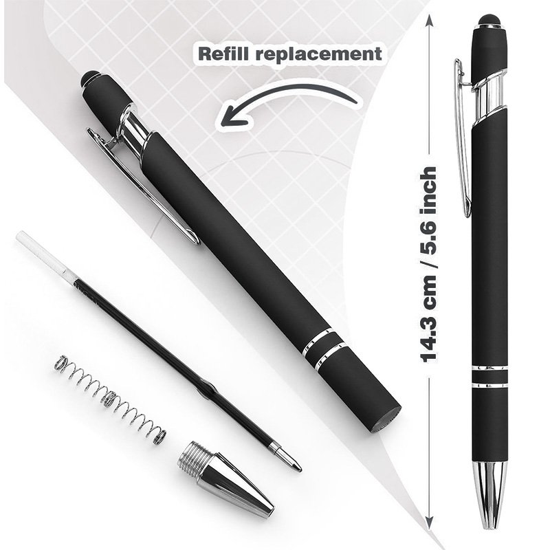 Promotional Novelty Metal Stylus Ball Pen With Custom Engraved Lasers Green Rose Gold Logo For Touch Screen Cheap Gift Ballpoint