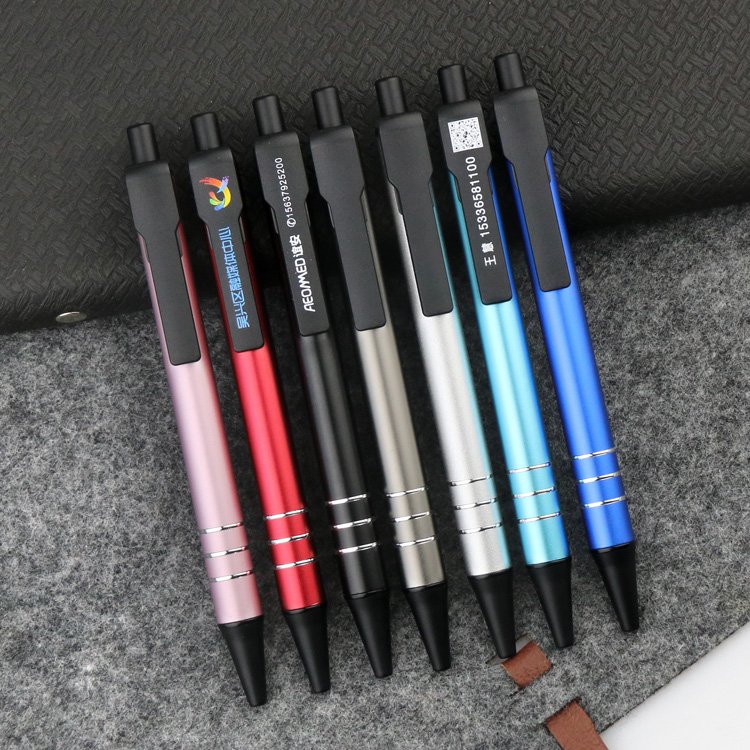 Hot Sell Cheap Colorful Pressing Click Advertising Metal Ballpoint Pen With Custom Logo