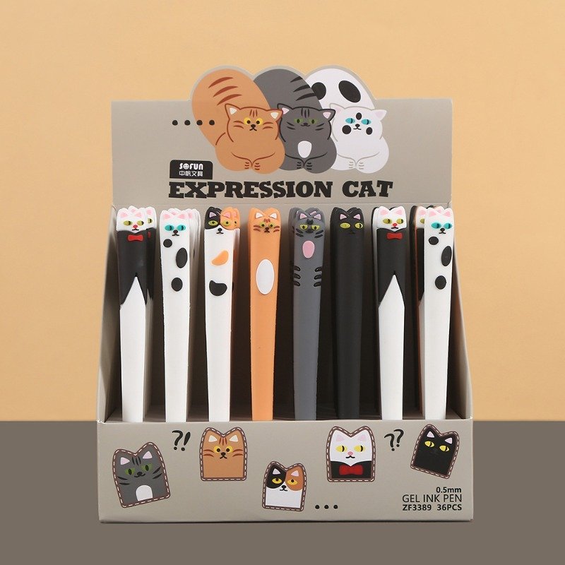 School supplies: Kawaii ballpoint pens, 40 pieces/box, cat ballpoint pens, student stationery gifts blister pen