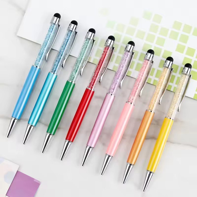 Wholesale High Quality Gemstone Crystal Ballpoint Pen Cute star Diamond Pen Soft touch Screen Stylus Pen Promotional Gift