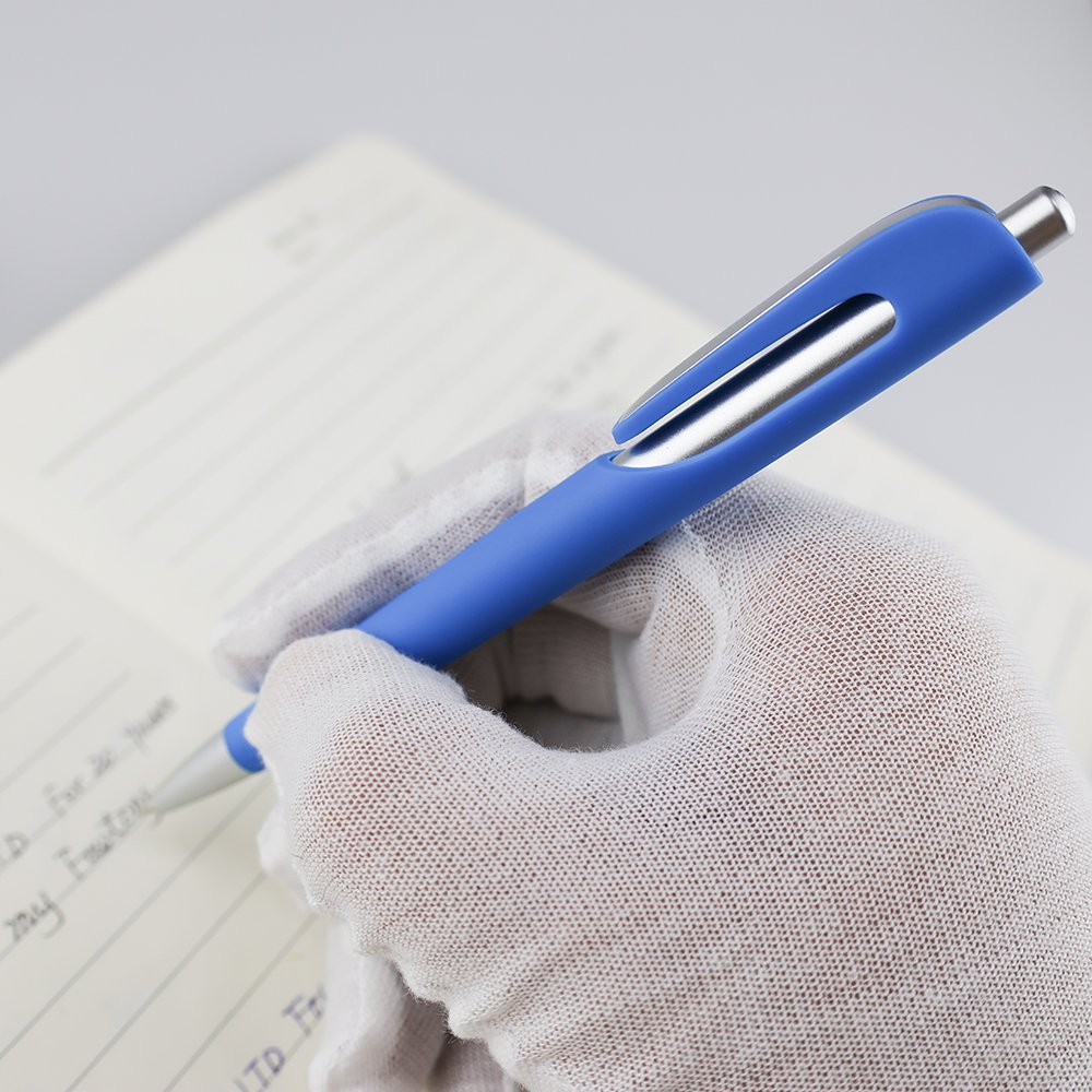 GemFully back to school 2024 cheap light pen low price blue barrel plastic ballpoint pen chrome