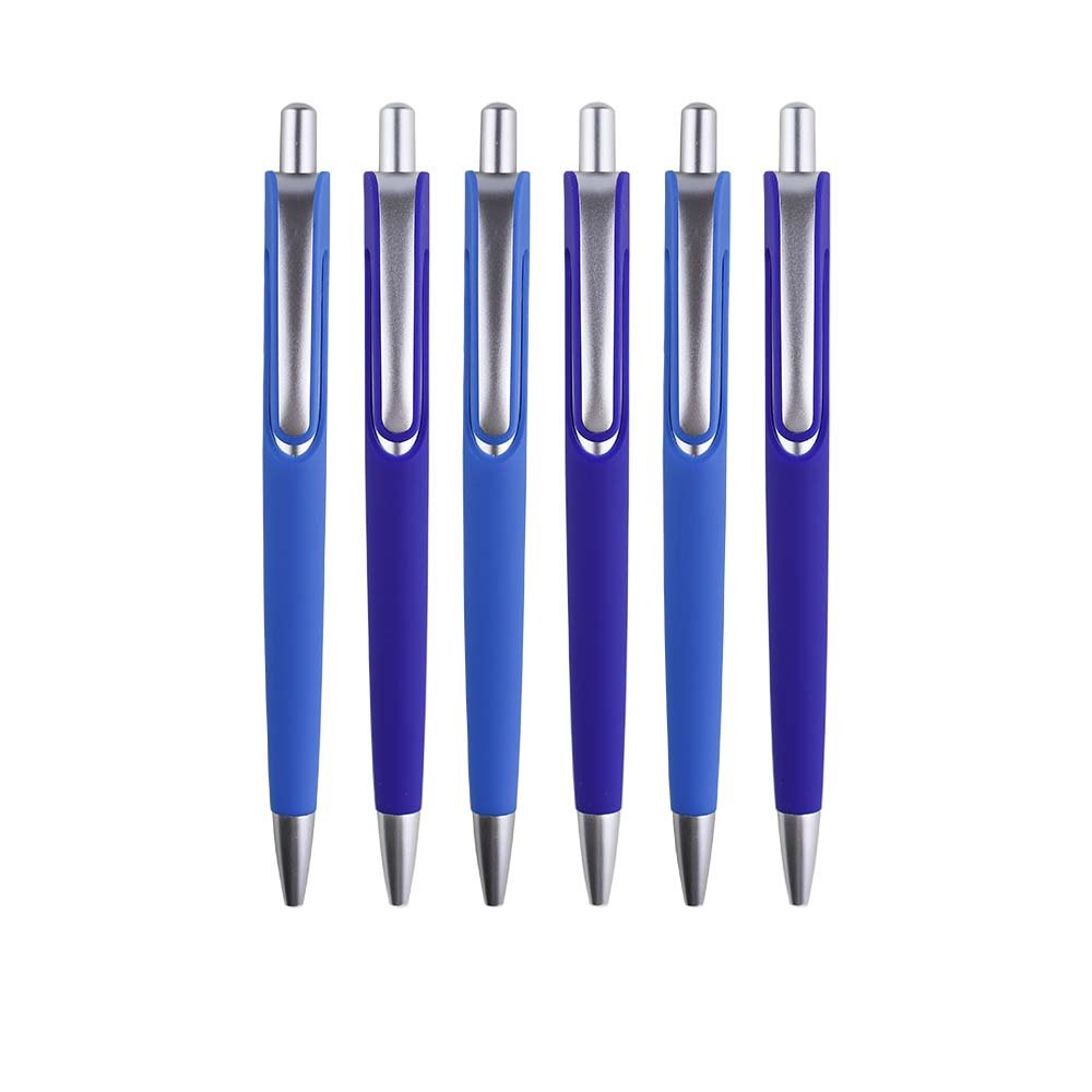 GemFully back to school 2024 cheap light pen low price blue barrel plastic ballpoint pen chrome