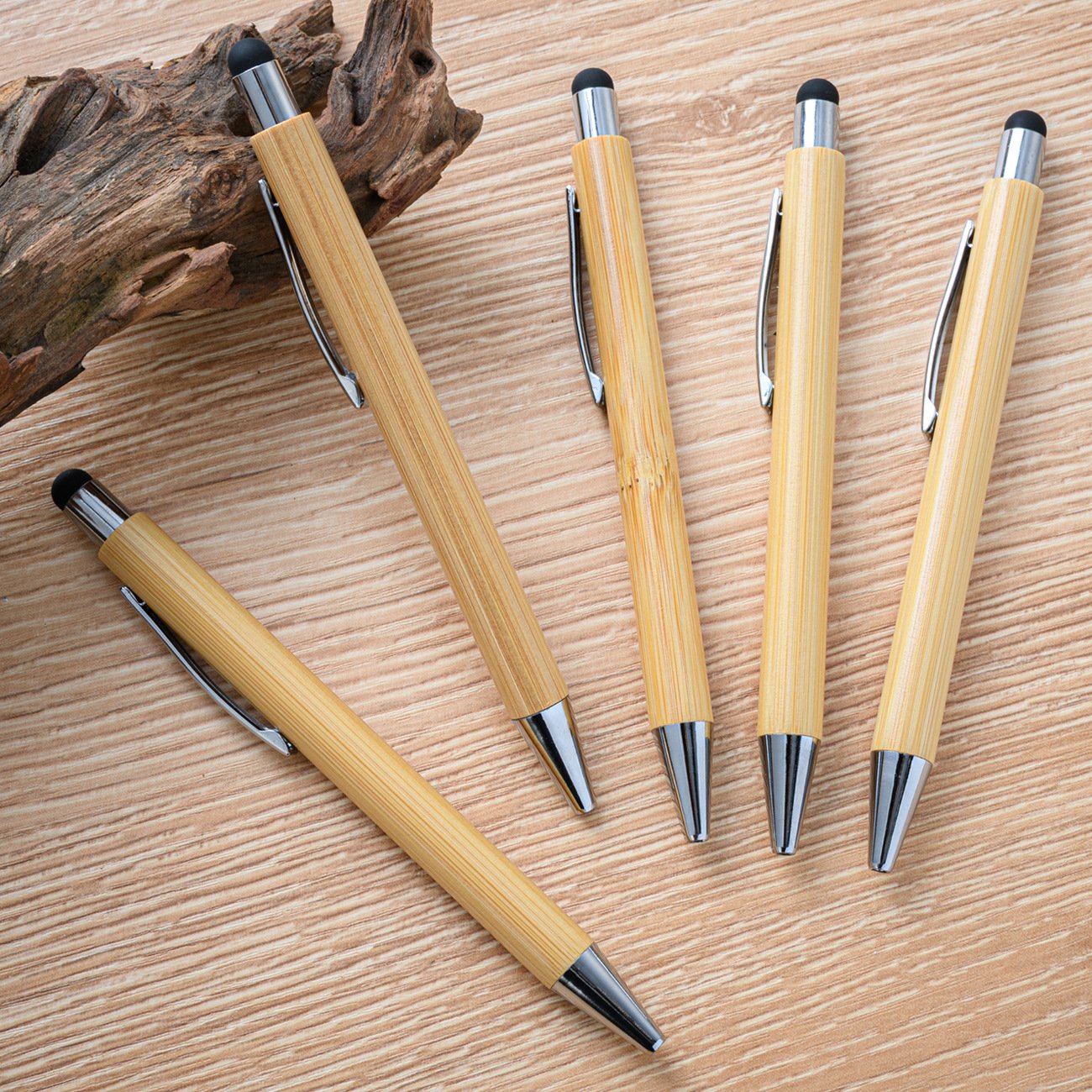 2024 Hot Selling Bamboo Pen Custom Logo Printed Novelty Wooden Fountain Ballpoint Pen Yellow Body Personalized Engraving