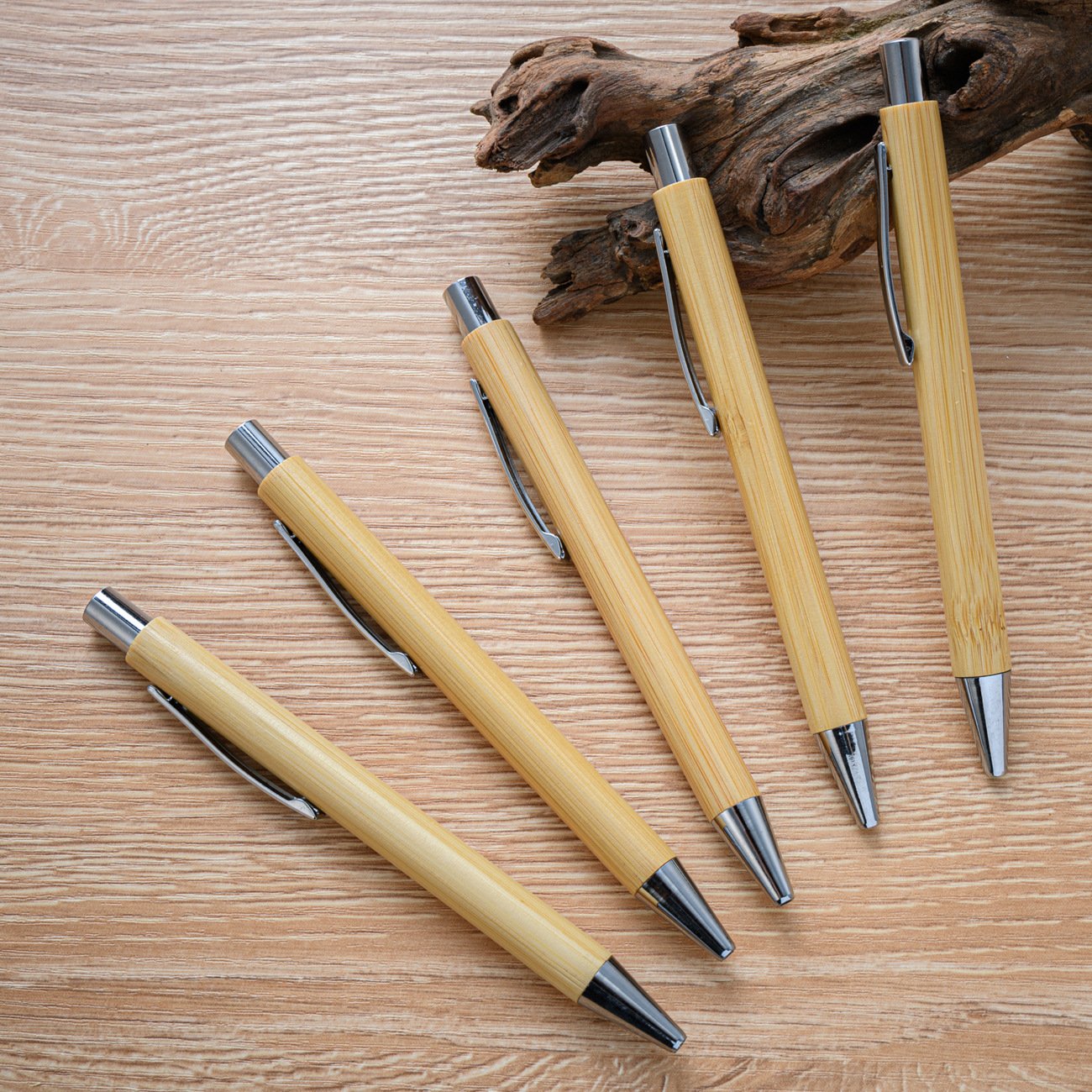 2024 Hot Selling Bamboo Pen Custom Logo Printed Novelty Wooden Fountain Ballpoint Pen Yellow Body Personalized Engraving