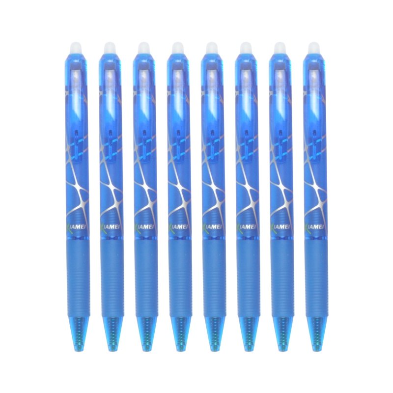 8 colors 0.5mm plastic erasable ballpoint pens blue for school