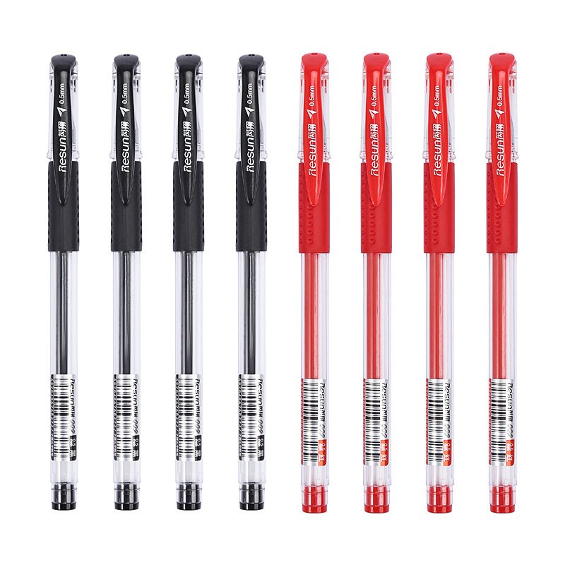 Custom Logo Promotional Plastic Neutral Pens Red Black Blue Student Gel Pen Set