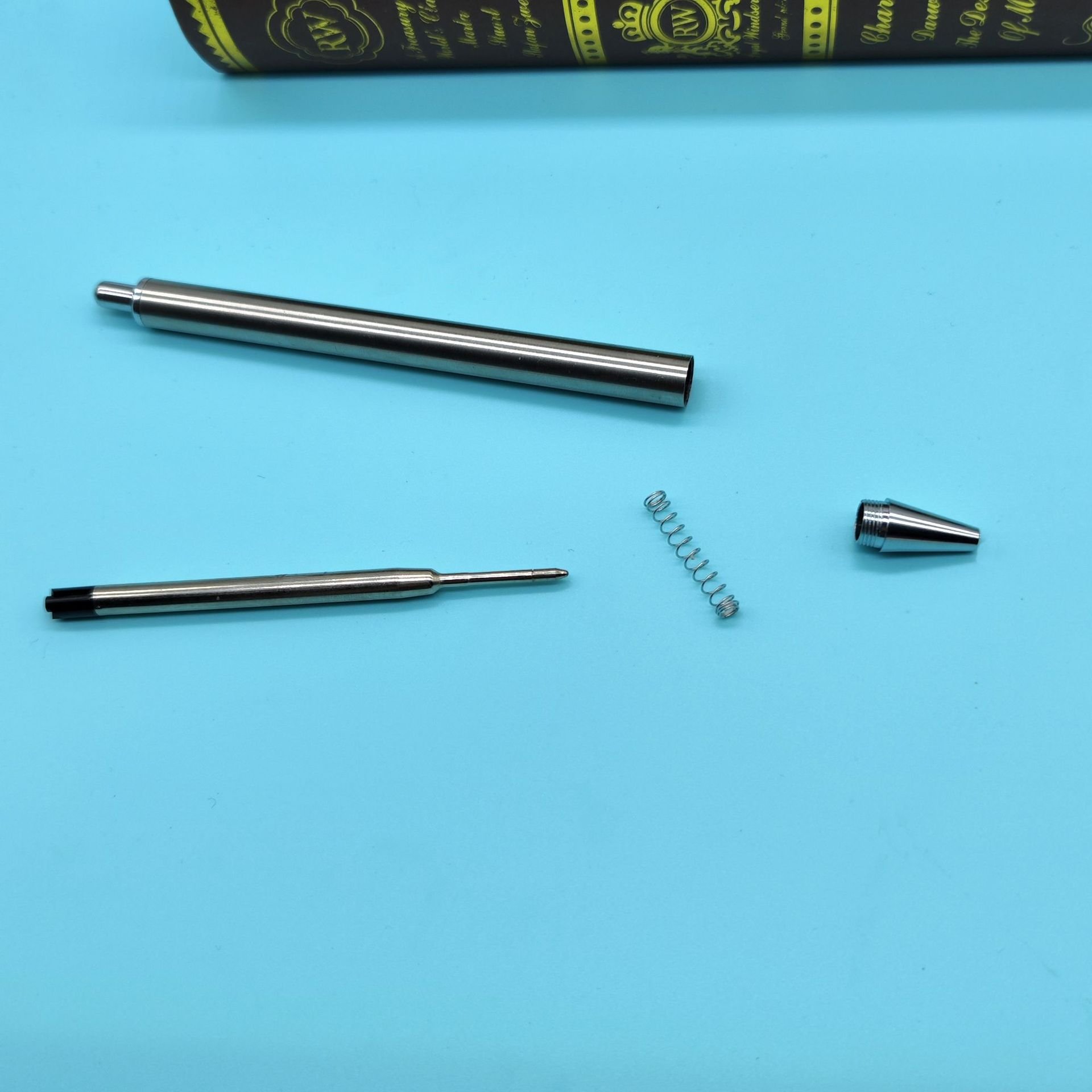 Custom Smooth Straight Metal Gel Pen Stylish Fashionable Slimline Stainless Steel Click Pen with No Clip
