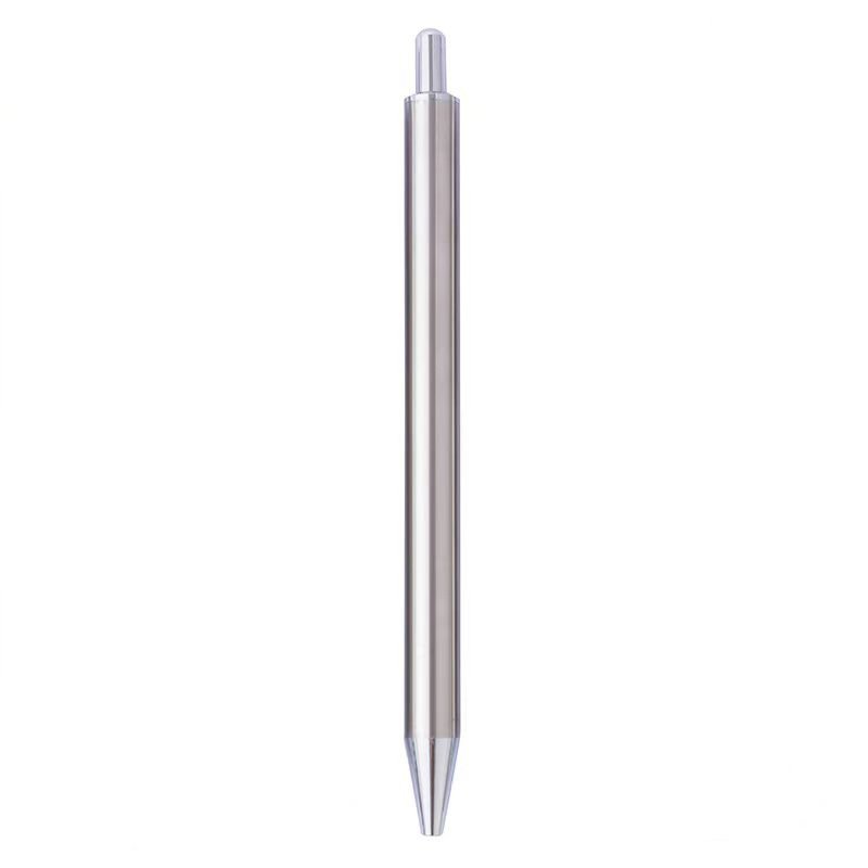 Custom Smooth Straight Metal Gel Pen Stylish Fashionable Slimline Stainless Steel Click Pen with No Clip