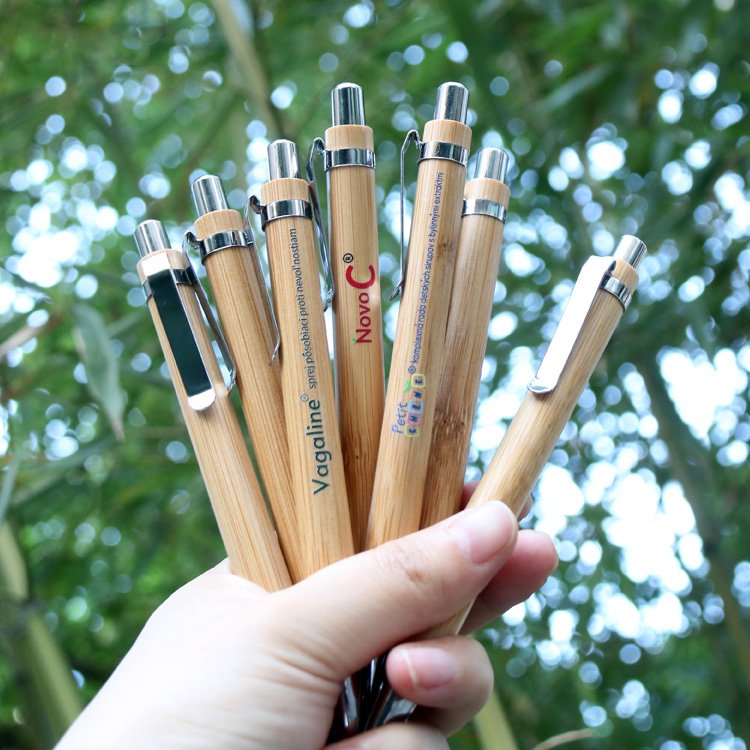 A ballpoint pen crafted from eco-friendly degradable and metal materials is an excellent promotional gift