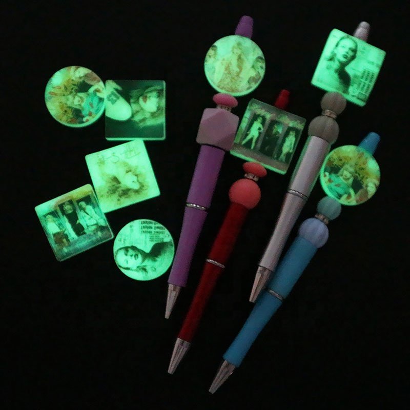 Promotion Gifts DIY Beadable Pens Monogram Singer Album Printed Silicone Beads Ballpoint Pen