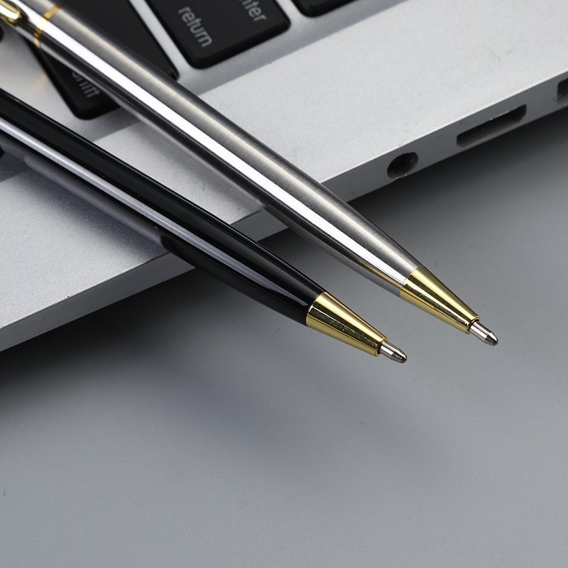 SHULI 2024 Best Sell Slim Metal Pens Customized Logo Hotel and Festival Gift Twist Pens Black White Steel Cross Ballpoint Pen