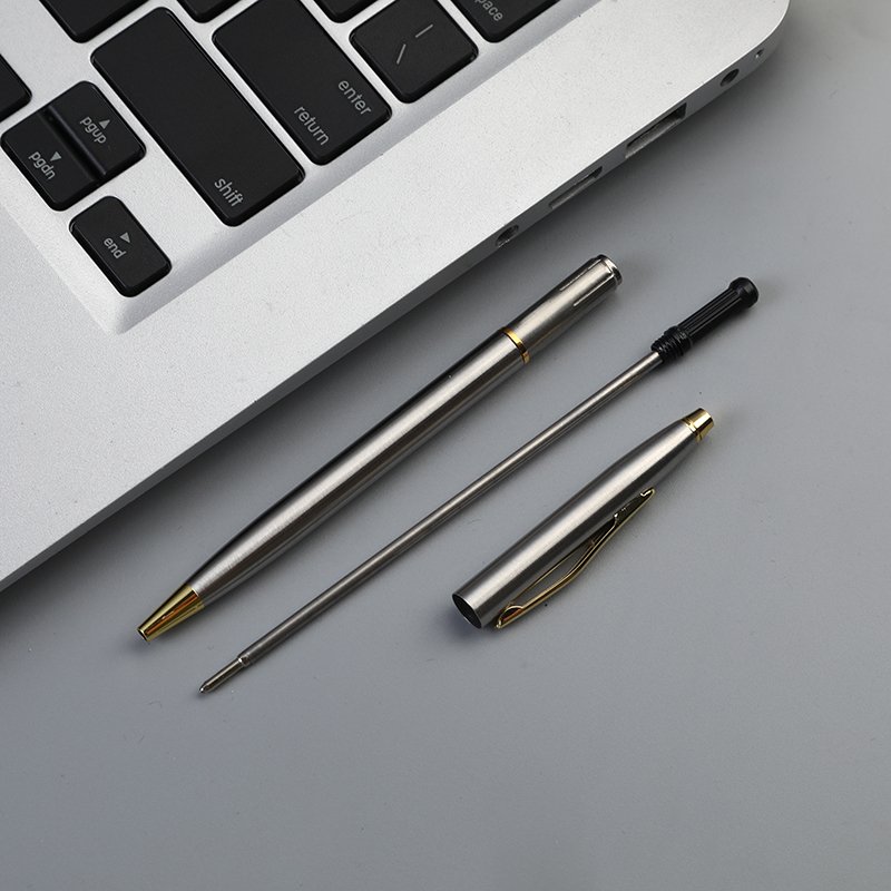 SHULI 2024 Best Sell Slim Metal Pens Customized Logo Hotel and Festival Gift Twist Pens Black White Steel Cross Ballpoint Pen