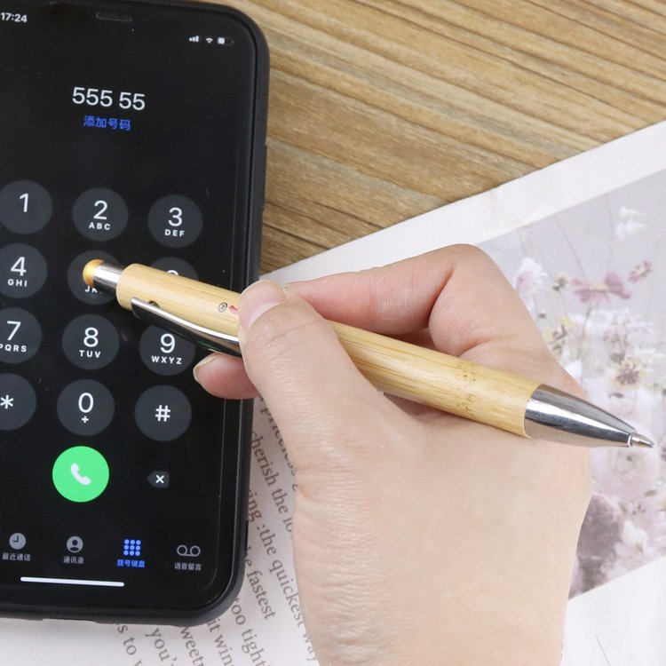 Natural Promotional Customized Bamboo Pen with stylus Engraved Eco Friendly Wood Gel Ballpoint Pens With Logo