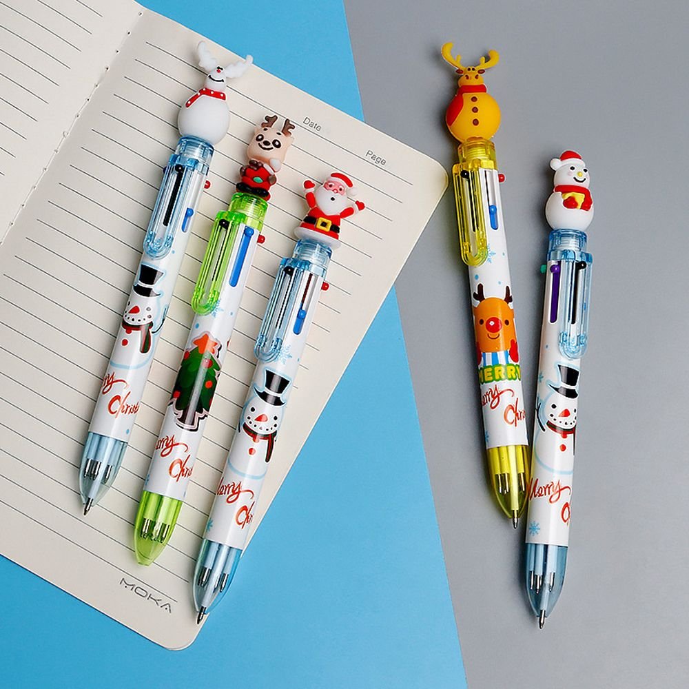 Cartoon Multi Color Pen Santa Claus Xmas Tree Deer Ballpoint Pen Elementary School Gift Stationery Merry Christmas Gifts Pen
