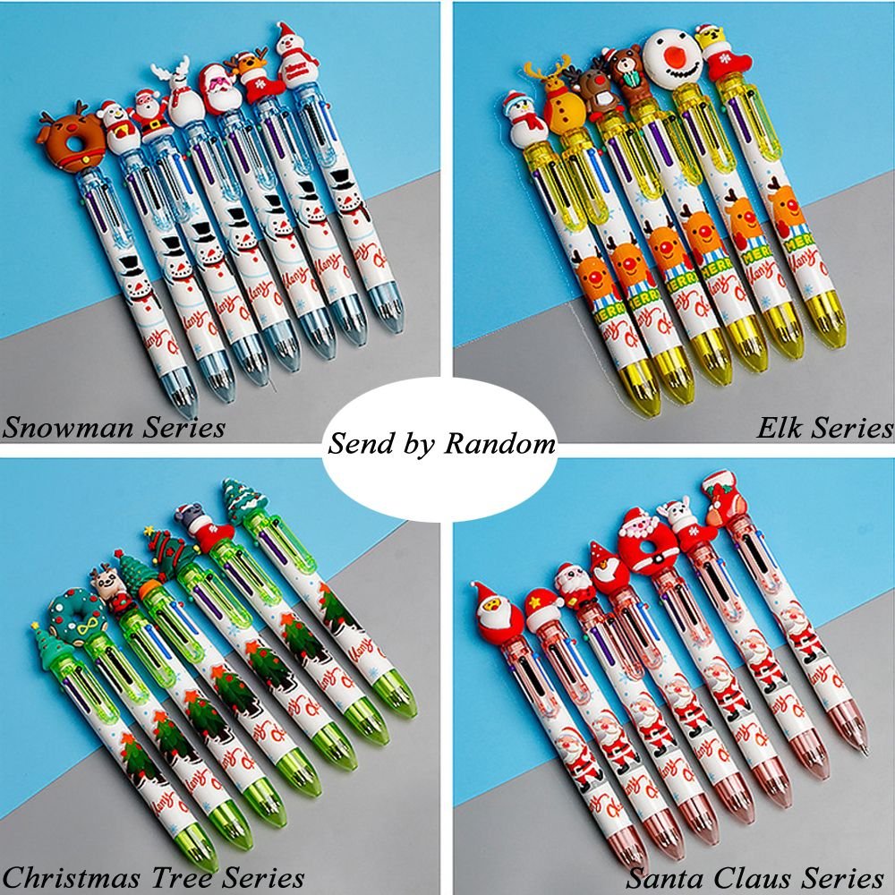 Cartoon Multi Color Pen Santa Claus Xmas Tree Deer Ballpoint Pen Elementary School Gift Stationery Merry Christmas Gifts Pen