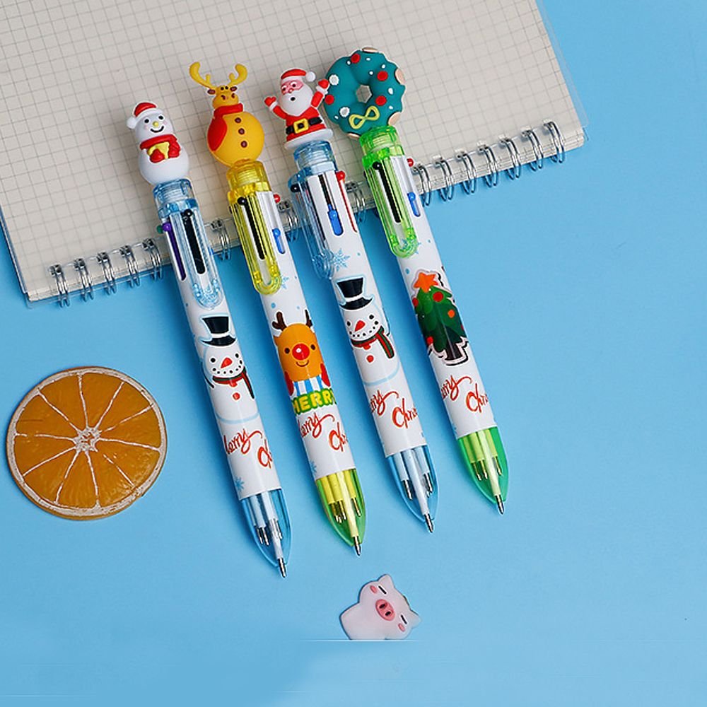 Cartoon Multi Color Pen Santa Claus Xmas Tree Deer Ballpoint Pen Elementary School Gift Stationery Merry Christmas Gifts Pen