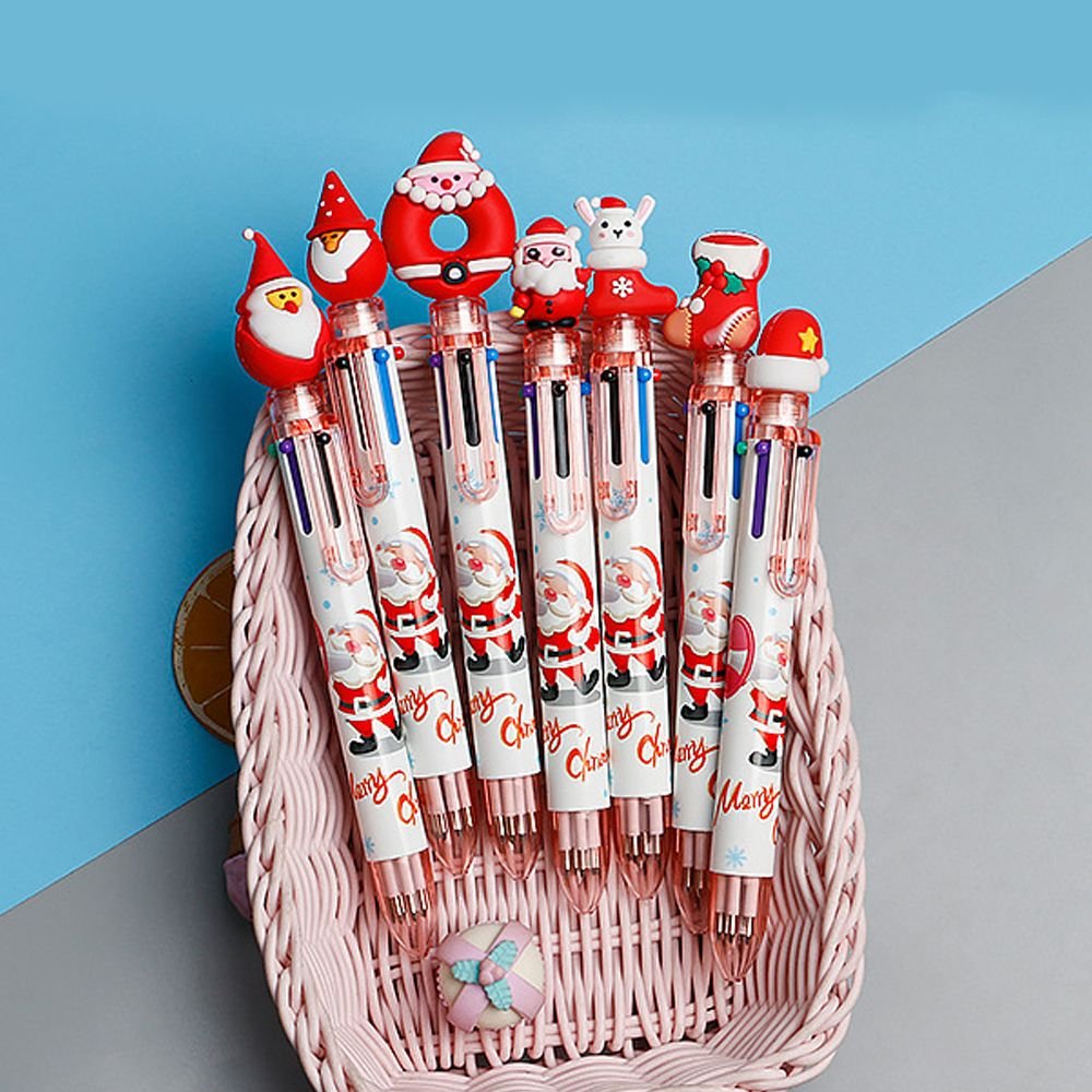 Cartoon Multi Color Pen Santa Claus Xmas Tree Deer Ballpoint Pen Elementary School Gift Stationery Merry Christmas Gifts Pen