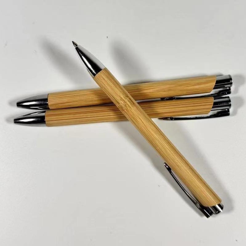 Wholesale Hot Sales Wood Ballpoint Plastic Holder Customized Logo Eco Friendly Promotion BallPoint Bamboo Pen